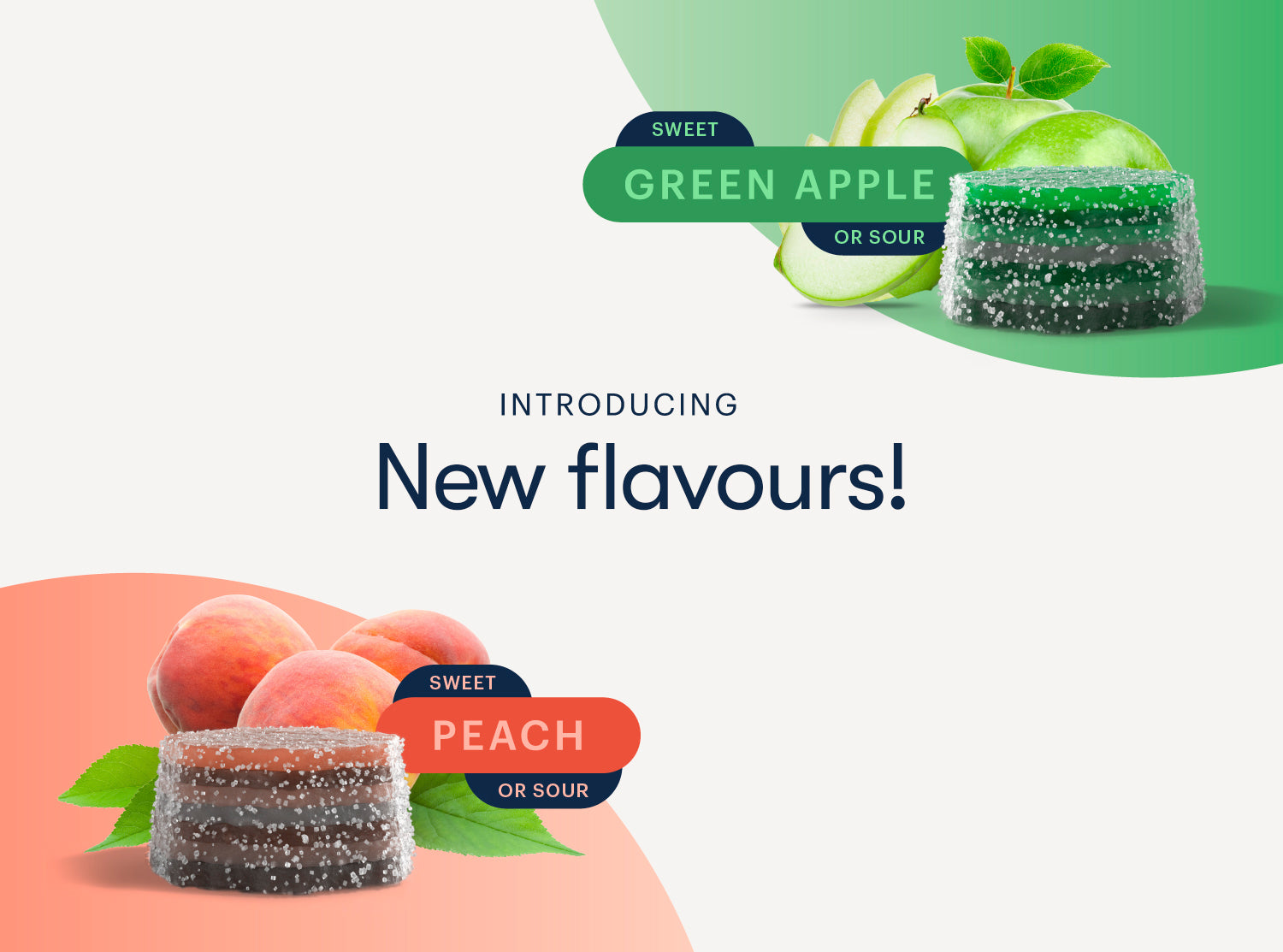 Introducing our brand new flavours, green apple and succulent peach
